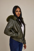 Women's BB Jacket With Premium Fox Fur Hood [Olive/Olive Fox]