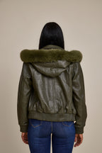 Women's BB Jacket With Premium Fox Fur Hood [Olive/Olive Fox]