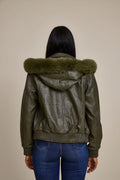 Women's BB Jacket With Premium Fox Fur Hood [Olive/Olive Fox]