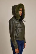 Women's BB Jacket With Premium Fox Fur Hood [Olive/Olive Fox]