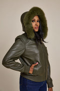 Women's BB Jacket With Premium Fox Fur Hood [Olive/Olive Fox]