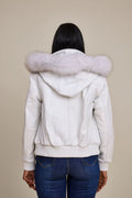 Women's BB Jacket With Premium Fox Fur Hood [White]