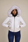 Women's BB Jacket With Premium Fox Fur Hood [White]