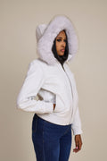 Women's BB Jacket With Premium Fox Fur Hood [White]