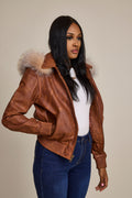 Women's BB Jacket With Premium Fox Fur Hood [Caramel Crunch]