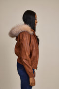 Women's BB Jacket With Premium Fox Fur Hood [Caramel Crunch]