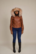 Women's BB Jacket With Premium Fox Fur Hood [Caramel Crunch]