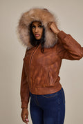 Women's BB Jacket With Premium Fox Fur Hood [Caramel Crunch]