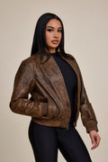 Women's BB Leather Jacket [Antique Brown]