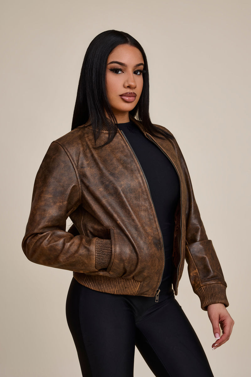 Women's BB Leather Jacket [Antique Brown]