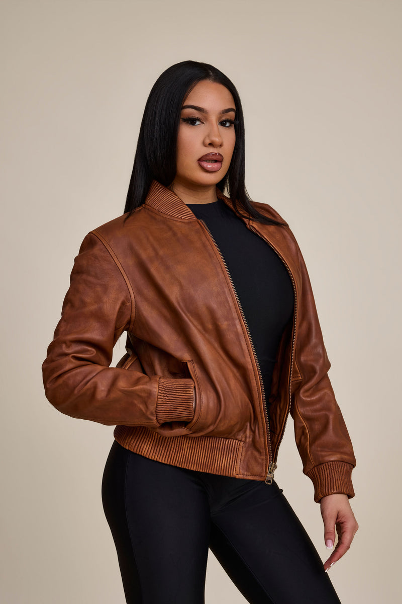 Women's BB Leather Jacket [Caramel Crunch]