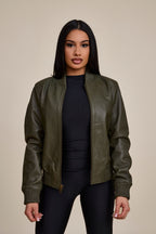 Women's BB Leather Jacket [Olive]