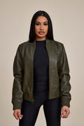 Women's BB Leather Jacket [Olive]