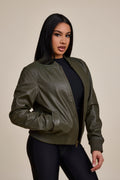 Women's BB Leather Jacket [Olive]