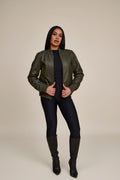 Women's BB Leather Jacket [Olive]
