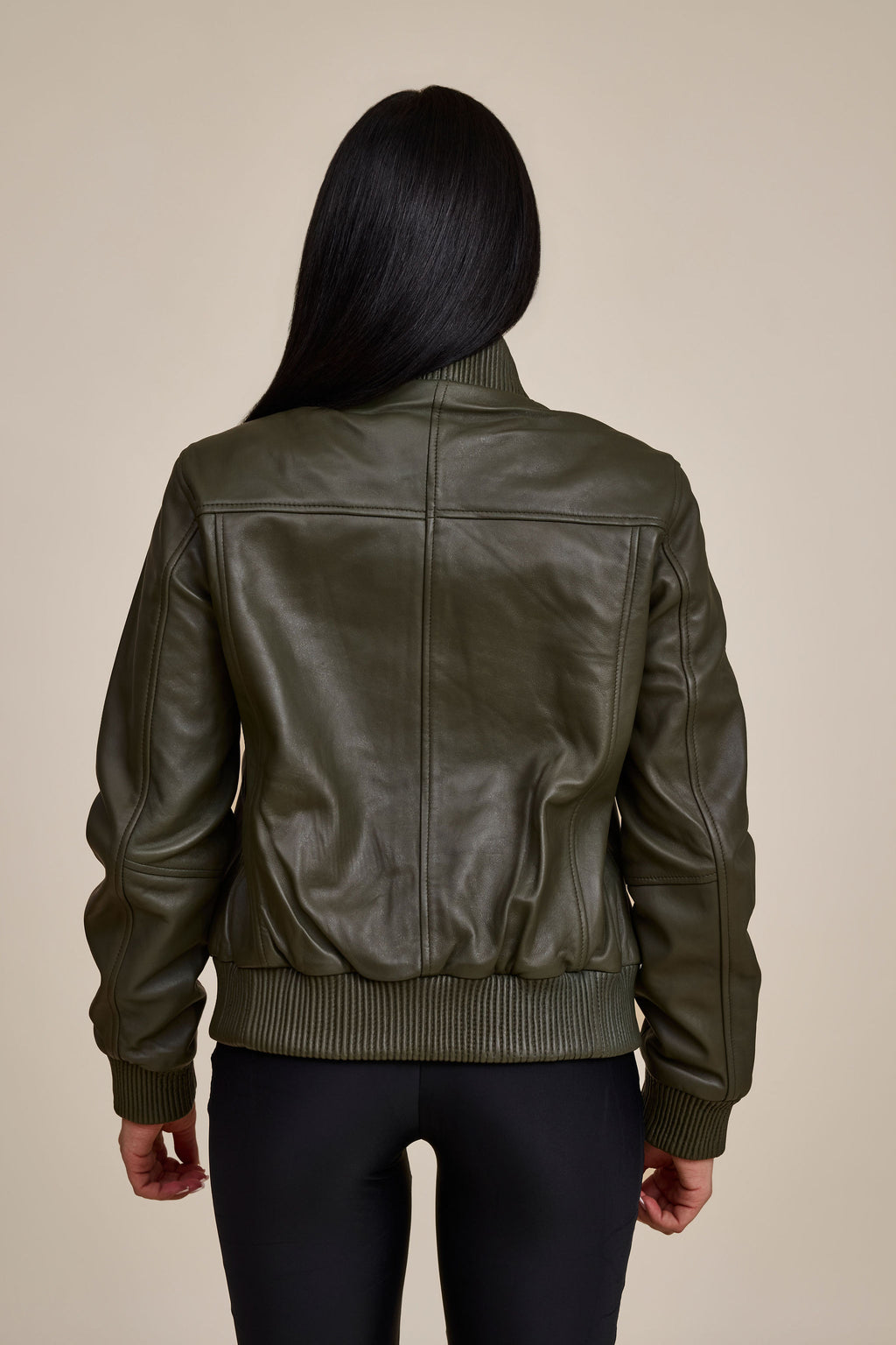 Women's BB Leather Jacket [Olive]