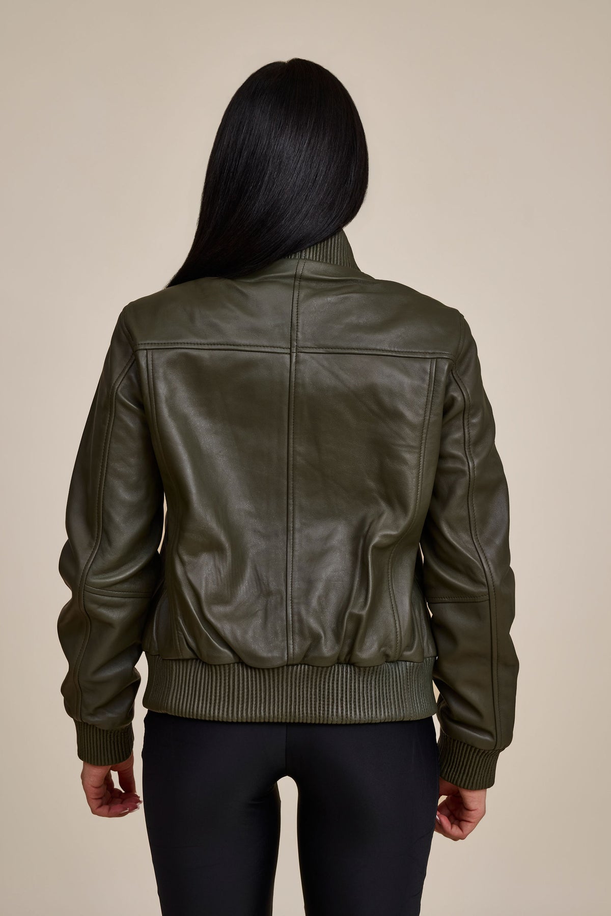 Women's BB Leather Jacket [Olive]