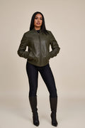Women's BB Leather Jacket [Olive]