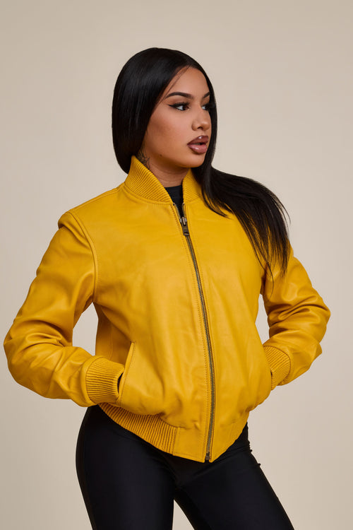 Women's BB Leather Jacket [Yellow]