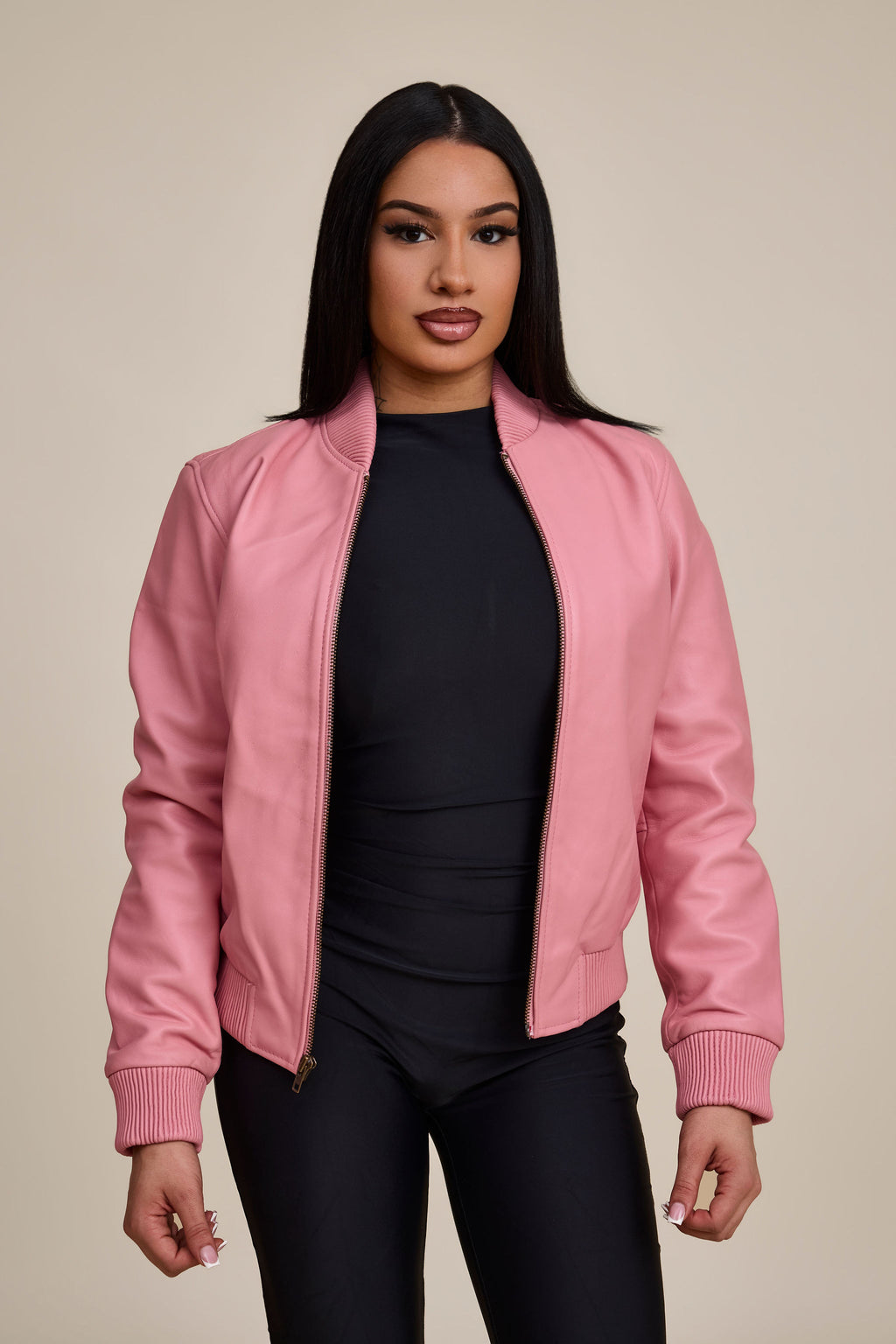 Women's BB Leather Jacket [Pink]