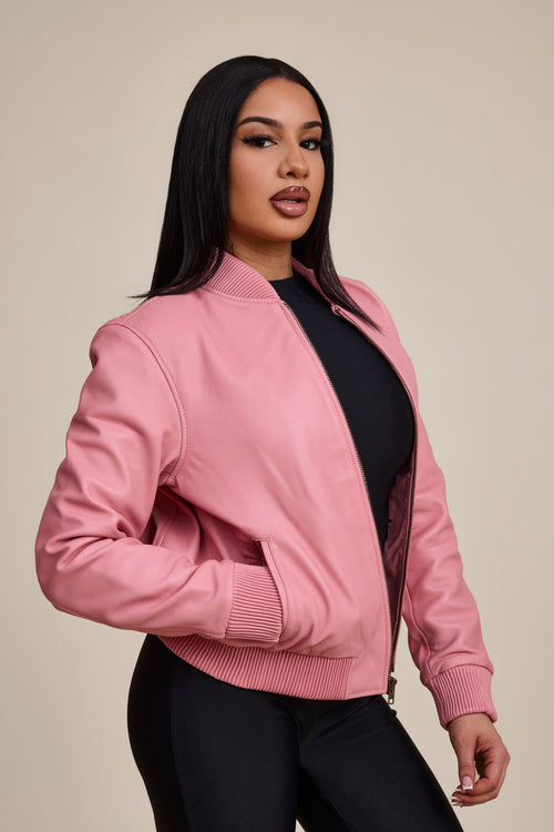 Women's BB Leather Jacket [Pink]