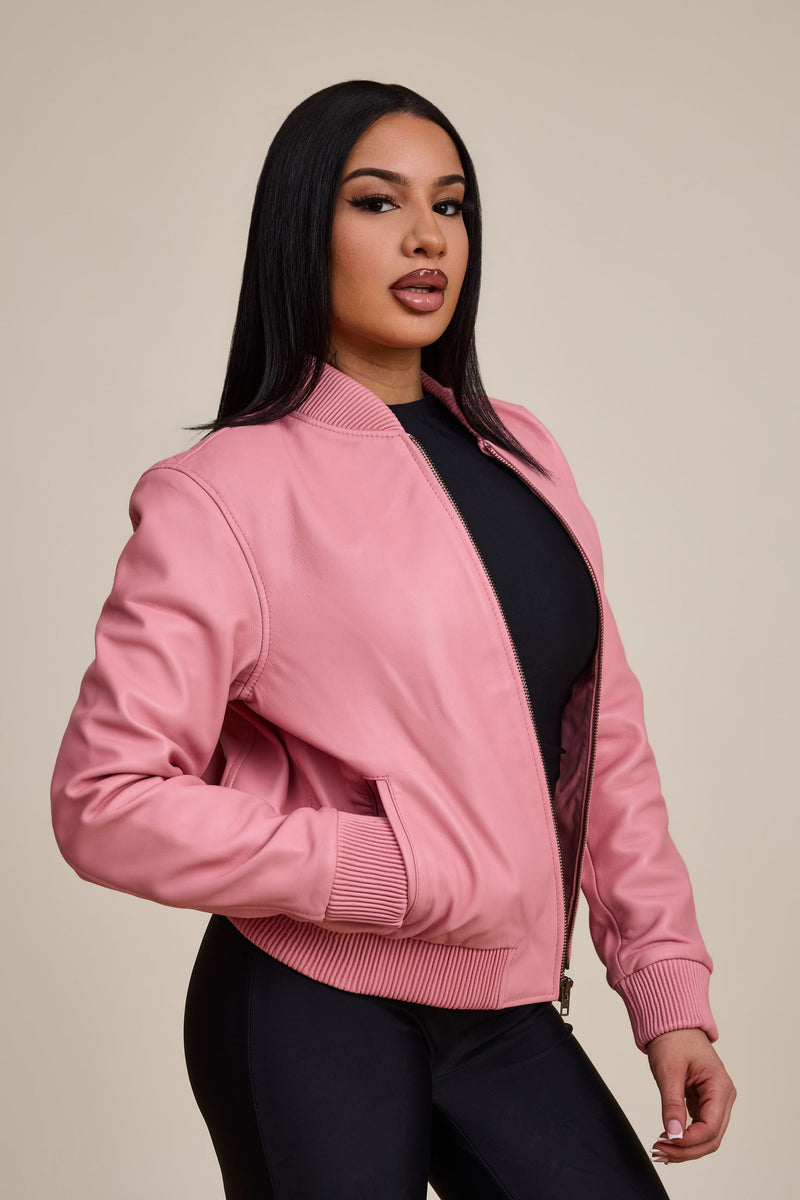Women's BB Leather Jacket [Pink]