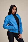 Women's BB Leather Jacket [Baby Blue]