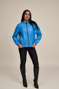 Women's BB Leather Jacket [Baby Blue]