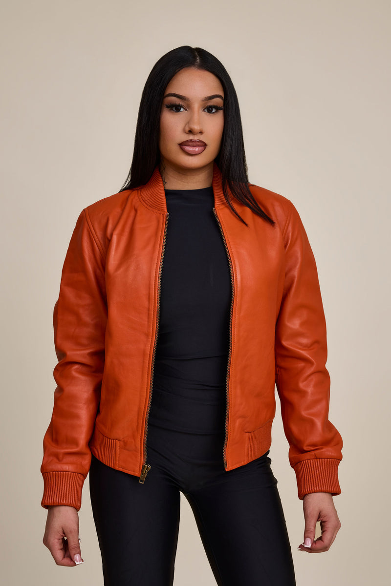 Women's BB Leather Jacket [Orange]