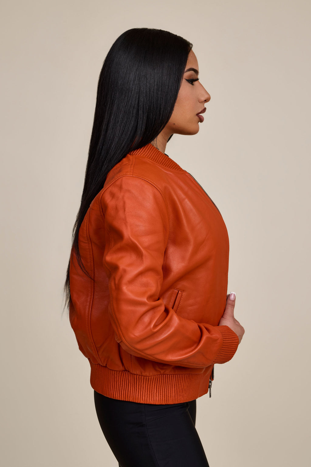 Women's BB Leather Jacket [Orange]