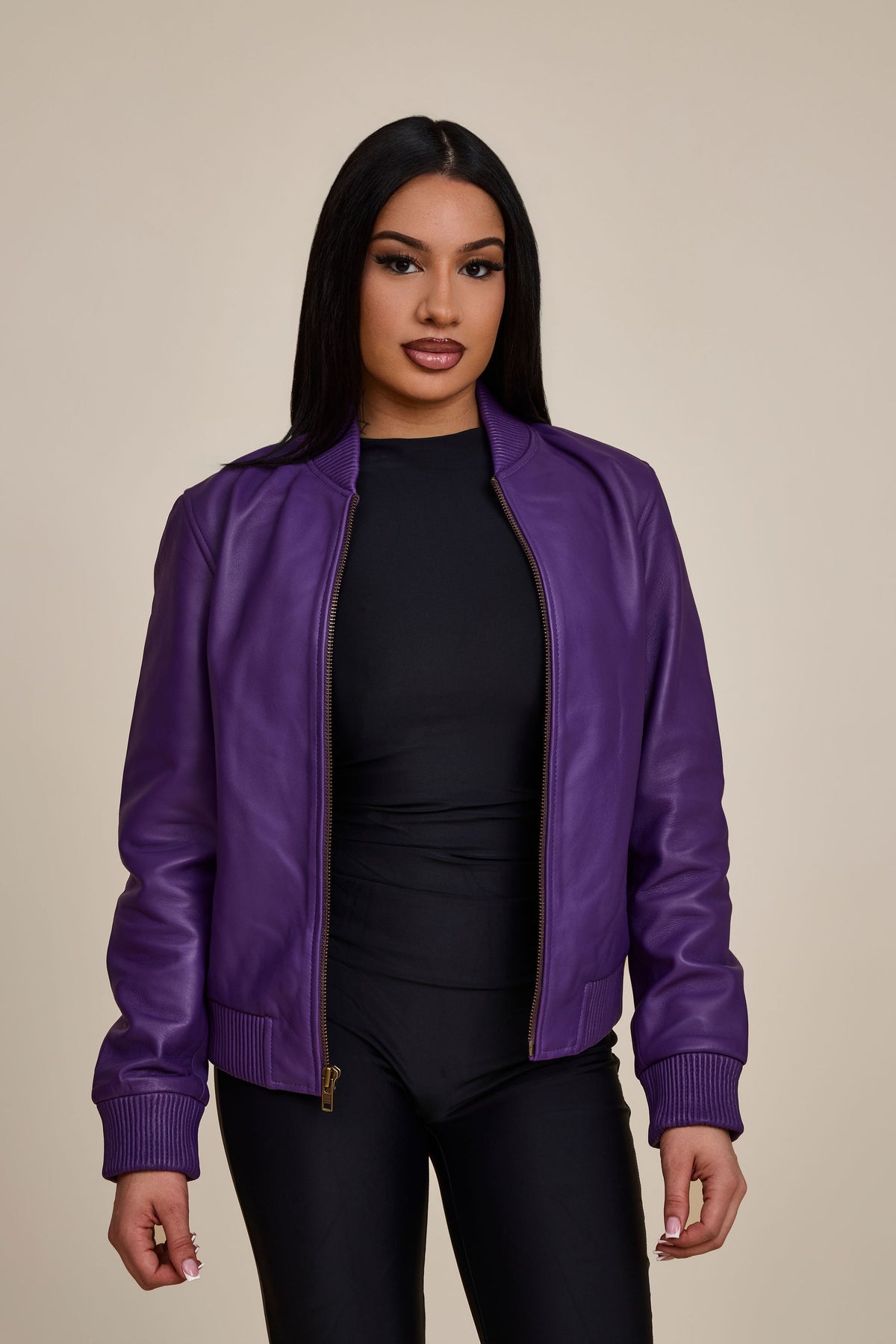 Women's BB Leather Jacket [Purple]