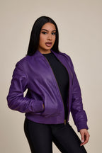 Women's BB Leather Jacket [Purple]