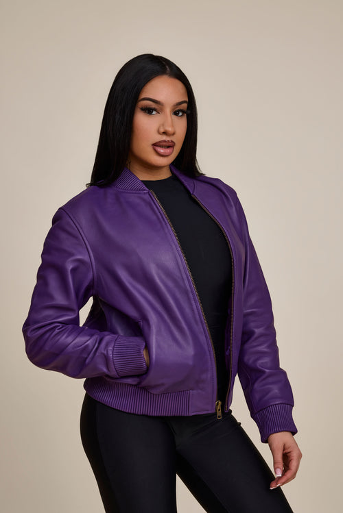 Women's BB Leather Jacket [Purple]