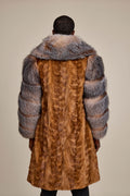 Men's Frank Mink Trench With Fox Collar [Whiskey/Crystal]