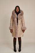 Women's Elsa Shearling Sheepskin Jacket With Fox [Cream]