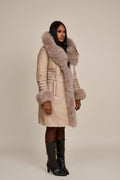 Women's Elsa Shearling Sheepskin Jacket With Fox [Cream]