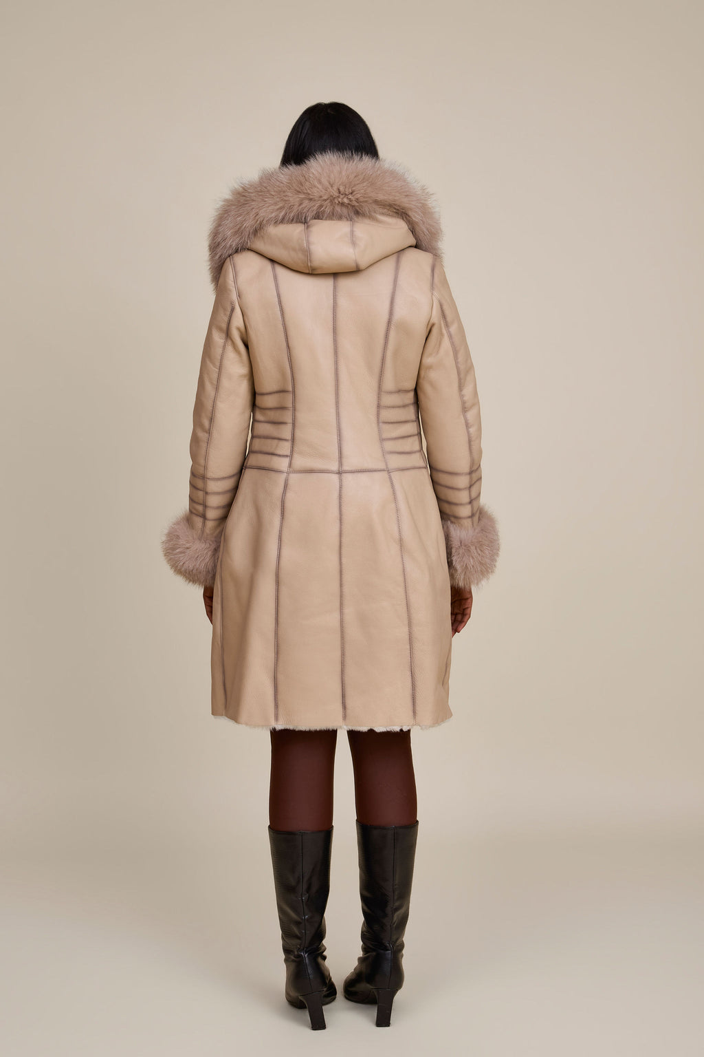 Women's Elsa Shearling Sheepskin Jacket With Fox [Cream]