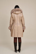 Women's Elsa Shearling Sheepskin Jacket With Fox [Cream]