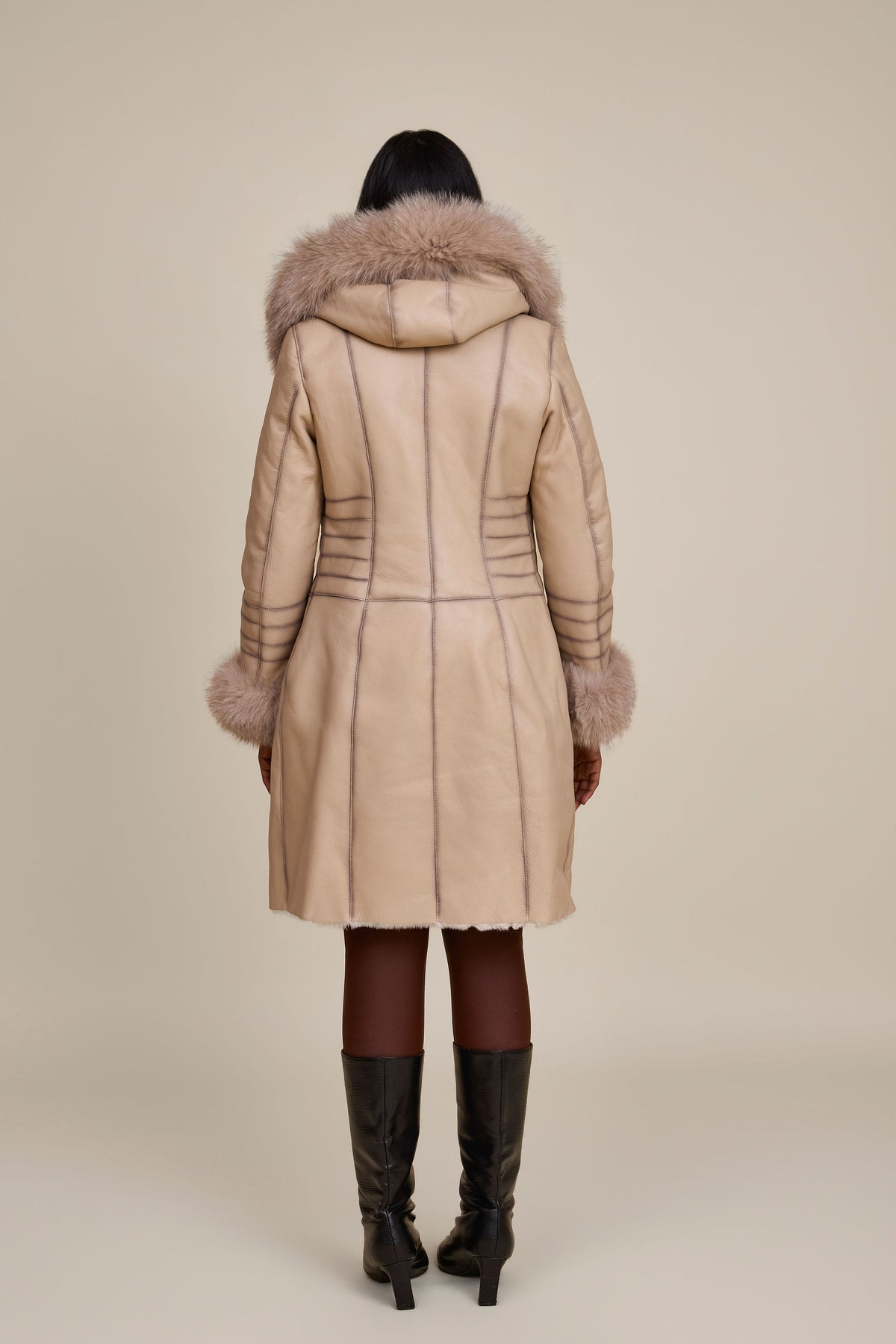 Women's Elsa Shearling Sheepskin Jacket With Fox [Cream]