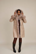 Women's Elsa Shearling Sheepskin Jacket With Fox [Cream]