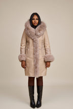 Women's Elsa Shearling Sheepskin Jacket With Fox [Cream]