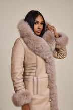 Women's Elsa Shearling Sheepskin Jacket With Fox [Cream]