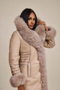 Women's Elsa Shearling Sheepskin Jacket With Fox [Cream]