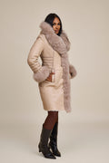 Women's Elsa Shearling Sheepskin Jacket With Fox [Cream]