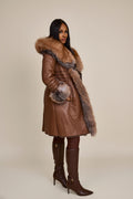 Women's Elsa Shearling Sheepskin Jacket With Fox [Caramel]