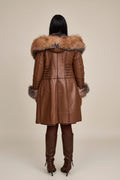 Women's Elsa Shearling Sheepskin Jacket With Fox [Caramel]