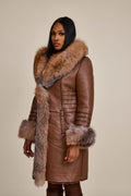 Women's Elsa Shearling Sheepskin Jacket With Fox [Caramel]