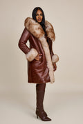 Women's Elsa Shearling Sheepskin Jacket With Fox [Caramel]