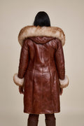 Women's Elsa Shearling Sheepskin Jacket With Fox [Caramel]