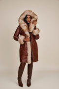 Women's Elsa Shearling Sheepskin Jacket With Fox [Caramel]